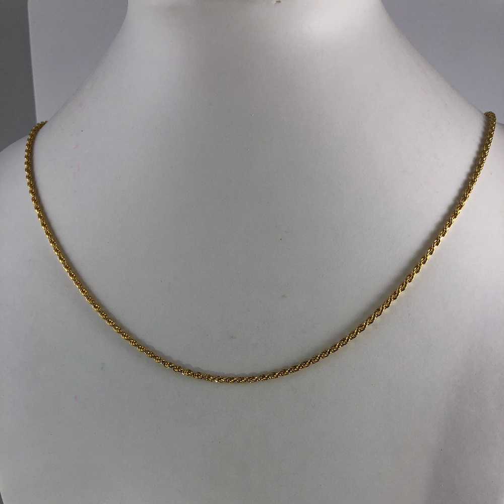 18 inch Italian Diamond Cut Gold Rope Vermeil 925 Silver 2MM Rope Chain